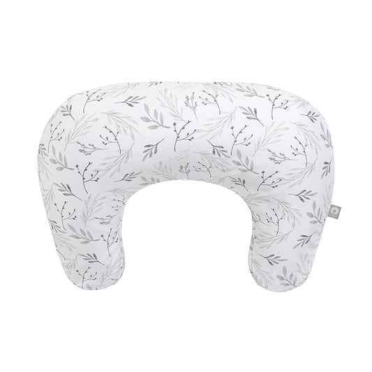 Boppy Nursing Pillow - Ergonomic Bottle & Breastfeeding Pillow with High, Firm, Large Area, Water-Repellent Cushion with Washable Cover; Baby Safety Alliance Verified - Gray Gentle Leaves