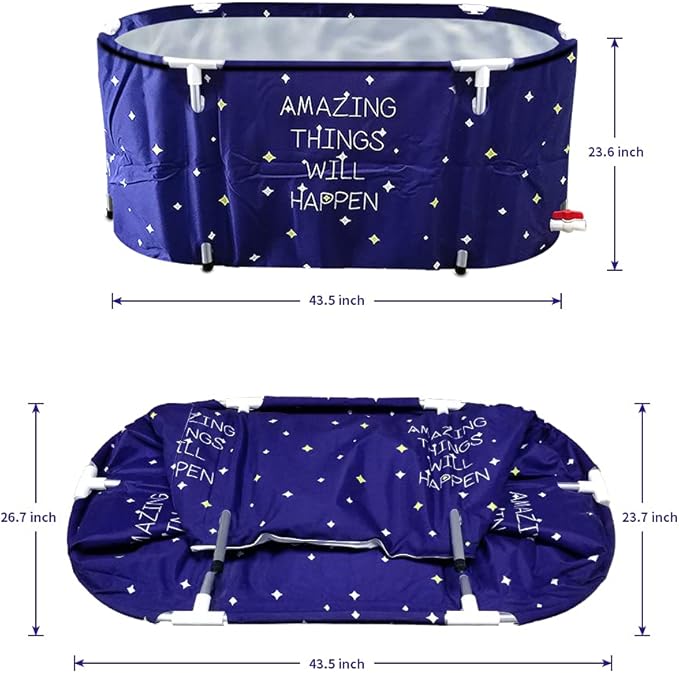 BESTHLS Portable Bathtub for Adult, Foldable Bathtub Portable Soaking Bath Tub,Eco-Friendly Bathing Tub for Shower Stall (Large Blue Sky)