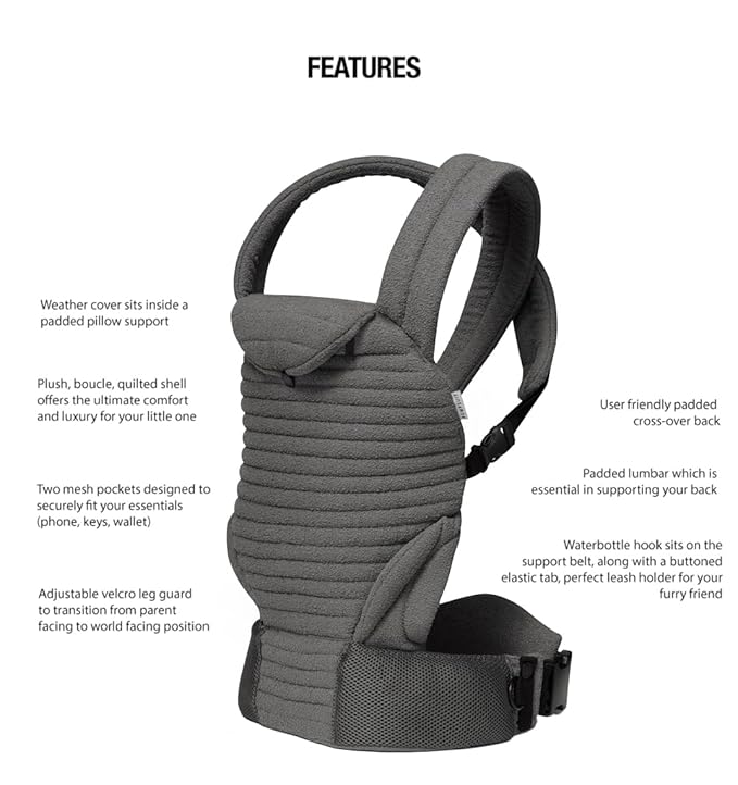 Bumpsuit Baby Carrier for Men Women Newborn to Toddler (7-45 lbs), Ergonomic Face-in & Face-Out Quilted Shell Baby Wearing Carrier with Pockets and Padded Cross Over Back Straps