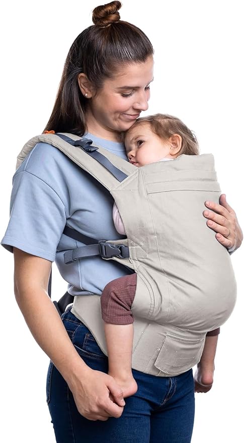 Beco Toddler Carrier with Extra Wide Seat, 100% Cotton - Backpack Style and Front-Carry, Lightweight & Breathable, Toddler Sling Carrier 20-60 lbs (Ecru)