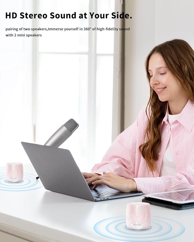 comiso Small Speaker, IPX7 Waterproof Bluetooth Speaker with Stereo Sound and Robust Bass, Mini Speakers with Hands-Free Call, Portable Speakers for Shower, Indoor & Outdoor, Gift for Men, Women