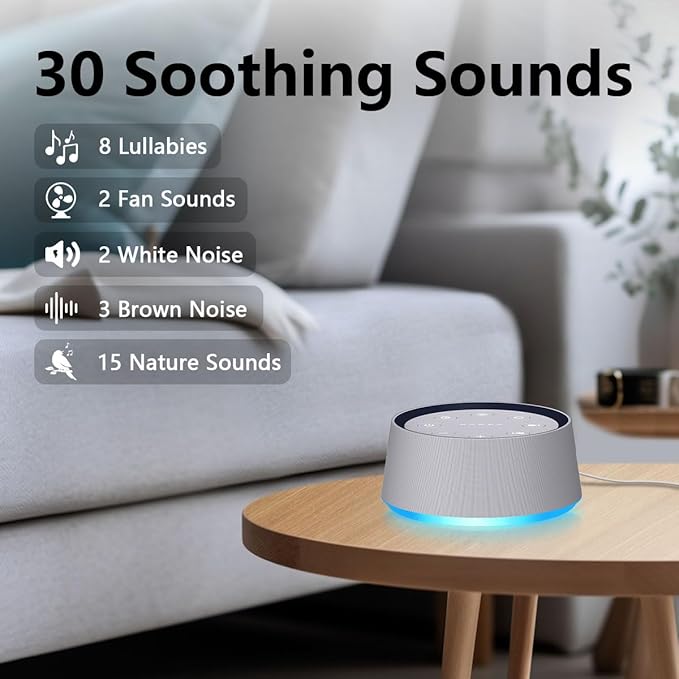 Brown Noise Sound Machine with 30 Soothing Sounds White Noise Machine 12 Colors Night Light for Baby Adults Kids Sleep Machines 36 Volume Levels 5 Timers for Home Office