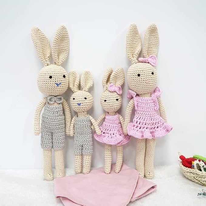Bunny Family Mom, Handmade Crochet Plushie Doll, Amigurumi, Baby/Toddler Doll