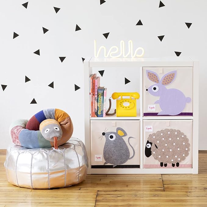 3 Sprouts Toy Storage Organizer: Toy Box Cube Organizer for Playroom, Nursery - Foldable Storage Bin - Mouse