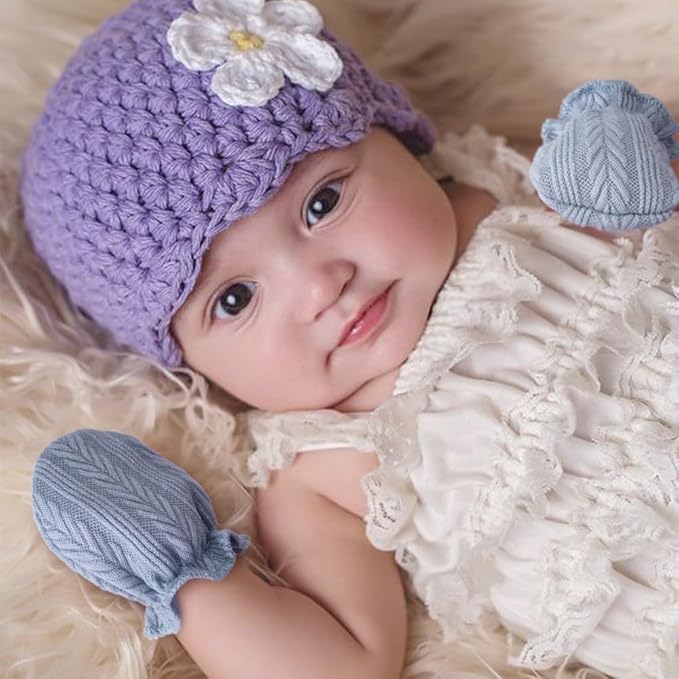 BQUBO Newborn Infant Toddler Mittens No Scratch Cotton Elastic Wrist Gloves Hypoallergenic for 0-6 Months Baby Boys Girls