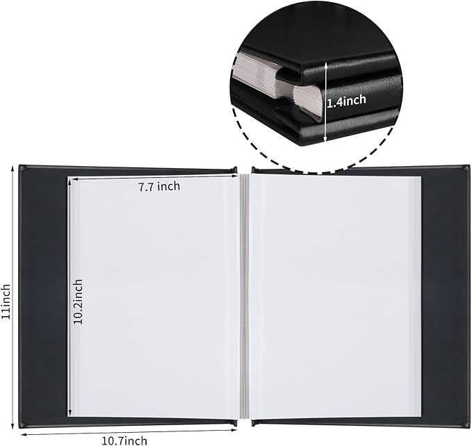 Inspirational Leather Photo Album,Magnetic Self-Stick Page Photo Album,Family Album,Hand Made DIY Albums Holds 3x5, 4x6, 5x7, 6x8 Photos (black-always remember)