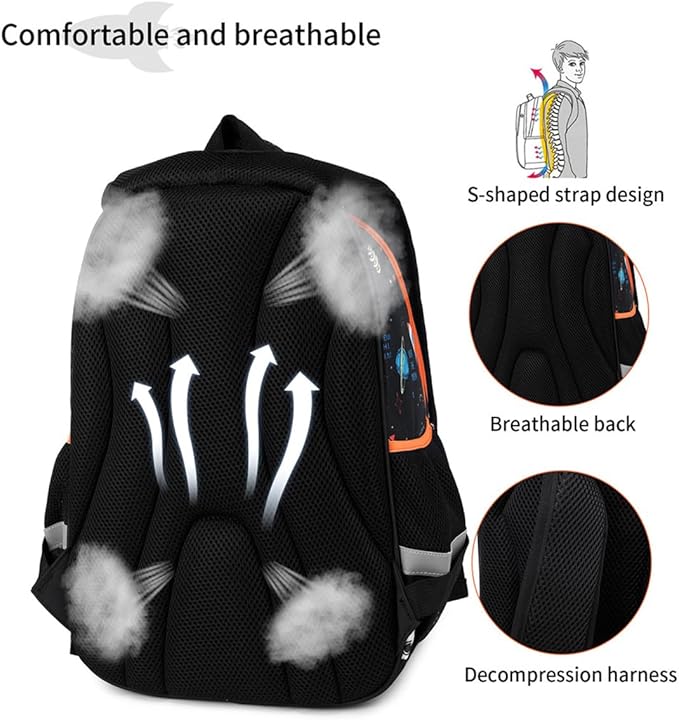 Cusangel Backpack for Boys Girls School Bookbags,Kindergarten Elementary Middle School Lightweight Waterproof Multifunctional Large Capacity for Backpack (16 inch Space Fun Prints)