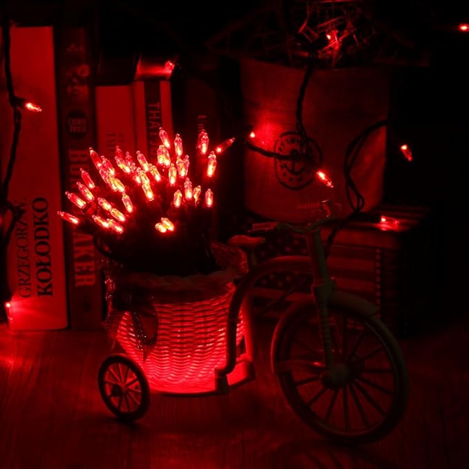 Brizled Red Christmas Lights, 33ft 100 LED Connectable Christmas String Light, 120V UL Certified LED Light String for Indoor & Outdoor, Xmas Tree, Garden, Party and Holiday Decoration