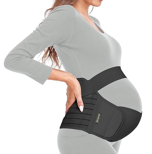 ChongErfei Maternity Belt, Pregnancy 3 in 1 Support Belt for Back/Pelvic/Hip Pain, Maternity Band Belly Support for Pregnancy Belly Support Band (S: Fit Ab 31.5"-43.3", Black)