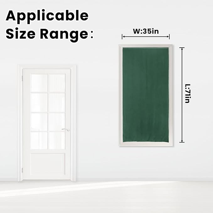 Blackout Curtains for Bedroom Stick On Curtains Window Shades Pull Down Blackout Window Cover No Drillng Self Adhesive Curtains No Rod Small Curtain, 35" W X 71" L, Dark Green, 1 Panel