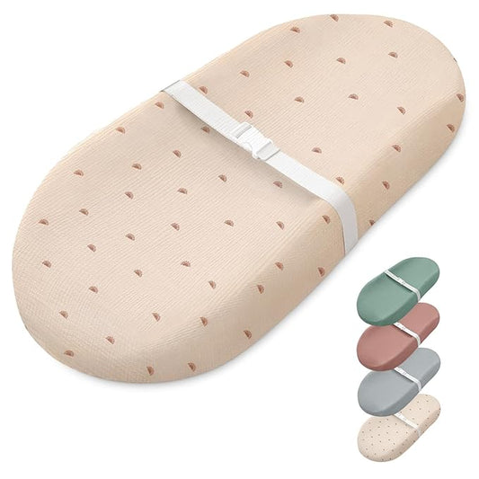 Blissful Diary Muslin Baby Changing Pad with Waterproof Lining Foam, Diaper Changing Table Pad with Cover for Dressers (Sunshine, Avocado)