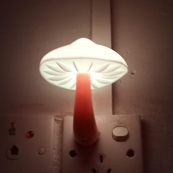AUSAYE 2 Pack Sensor LED Night Light Plug in NightLight Energy Saving Wall Lamp Mushroom Night Lights for Bedroom, Bathroom,Toilet,Hallway,Kitchen,Kids,Adults Warm White