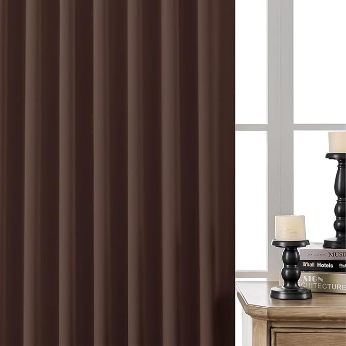 Joydeco White Blackout Curtains 96 Inches Long for Bedroom, Thermal Insulated Black Out Curtains 2 Panels Set, Room Darkening Drapes for Living Room Window (W52 x L96 Inch, Chocolate)