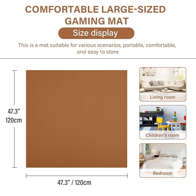 Baby Play Mat 48"x48" – Thick, Non-Slip Foam Mat for Babies and Toddlers. Foldable, Scrubbable, Odorless, and Soft, Ideal for Playpens, Crawling, and Indoor Playtime-Brown