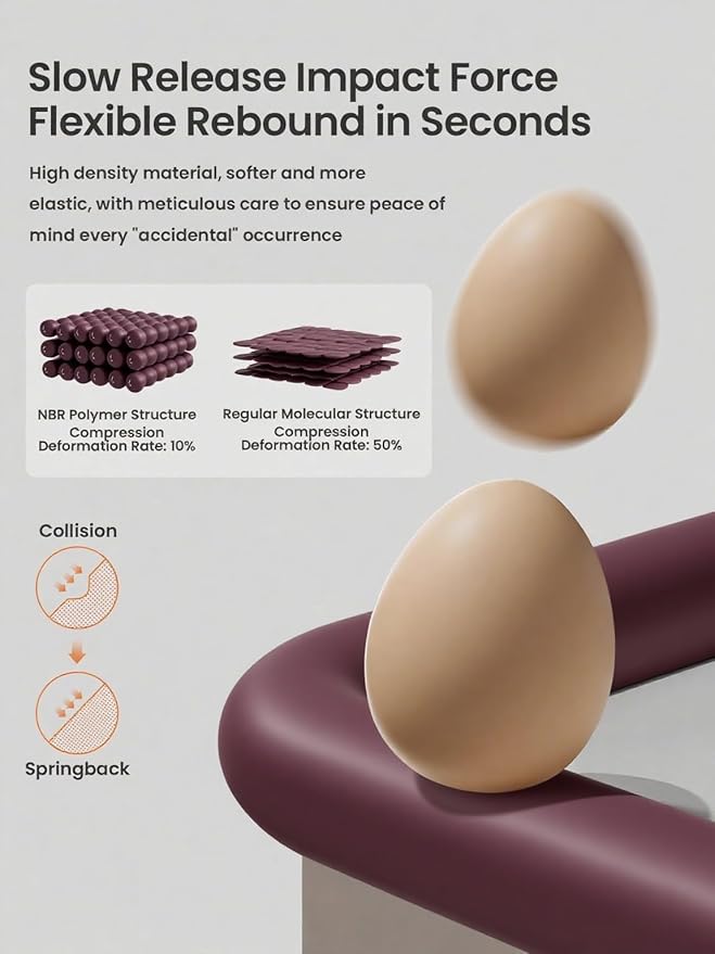 Baby Proof Edge Corner Protector, 16.4FT 0.47''Th L-Shape Furniture Corner & Edge Safety Bumpers with 10 Corners, Pre-Taped, Soft NBR Rubber Foam Desk Edge Cushion Wall Corner Protector (Brown)