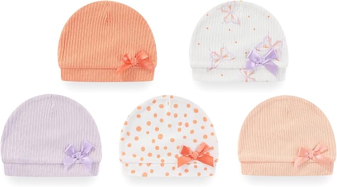 Baby Hat and Mittens Set Cotton Newborn Baby Hats Caps for Boys and Girls, 0-6 Months