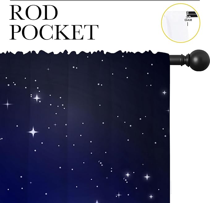 City Rod Pocket Blackout Curtains for Boy Girl Bedroom, New York Skyline Modern City Starry Sky Night View Home Energy Efficient Light Filtering Window Curtain for Living Room, 42x63 inch