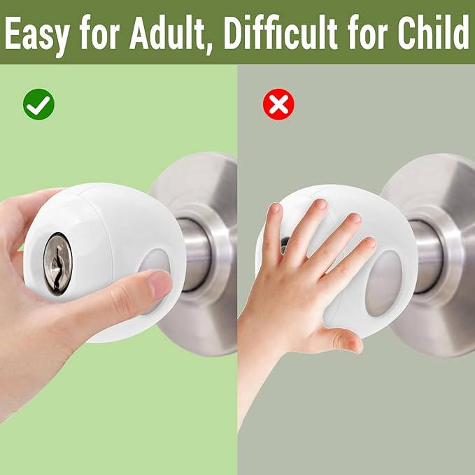 Child Safety Door Knob Covers Reusable Baby Proof Door Knob Locks Baby Proof Door Handle Protector for Kids Universal Fit Easy Grip Lockable Design No Tools Needed (10 Pcs)