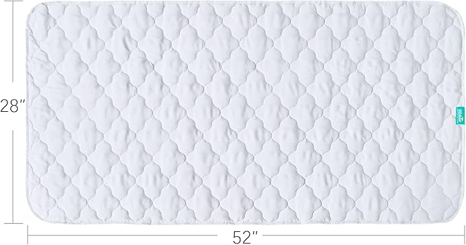 Crib Mattress Protector Pad Cover Quilted Waterproof Incontinence Bed Pads Wetting Protection Pad 52" x 28" Reusable & Non-Slip Potty Training Pads for Toddlers (Quilted Improved Thickness)