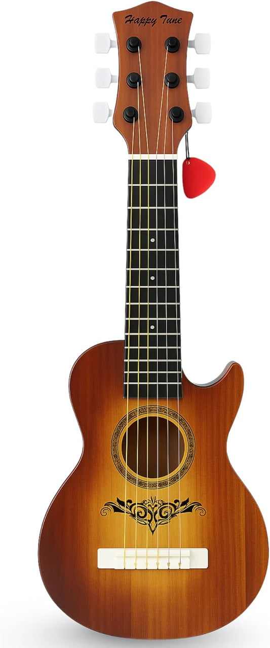 23" Acoustic Guitar, Kids 6 String Toy Guitar - Realistic Steel Strings - Beginner Practice First Musical Instrument for Children, Toddlers (Brown)