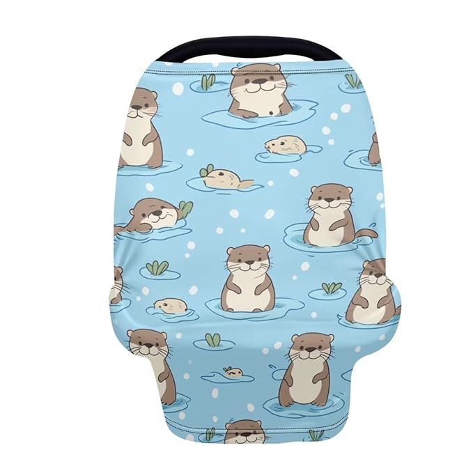 Binienty Cute Otter Nursing Cover Baby Car Seat Covers Soft Breathable Infant Carseat Canopy for Moms
