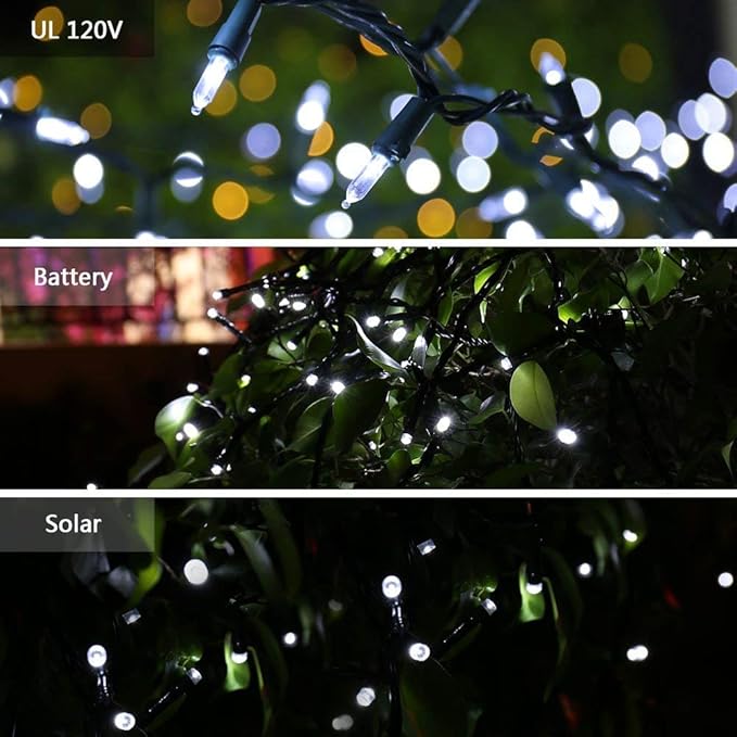 Brizled 4 Pack LED Christmas Lights, 33ft 100 LED Christmas String Lights, 120V UL Certified Connectable Xmas Tree Light Mini White Xmas Light for Home Tree Patio Indoor Outdoor Decoration, Cool White