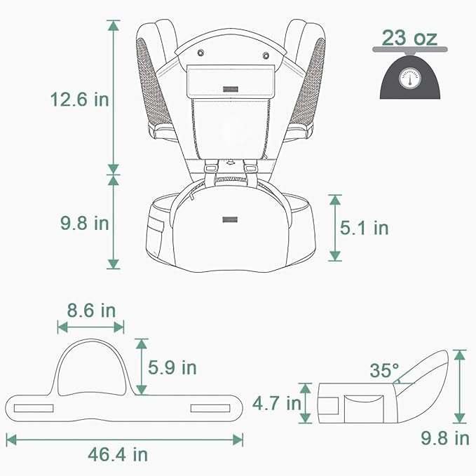 Baby Carrier, 3-in-1 Baby Carrier Newborn to Toddler with Hip Seat (Ergonomic M Position) for 0-36 Month/7-45lbs, Adjustable Size for Enhanced Lumbar Support,Perfect for On-The-go,Light Cyan