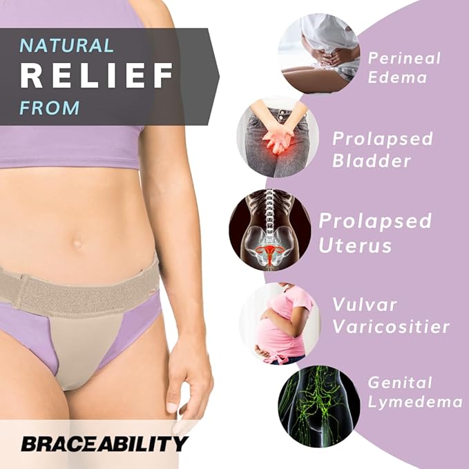 BraceAbility Pelvic Pro - Patented Prolapsed Uterus Support Belt - Women's Brace for Treating Dropped Bladder, Uterine Prolapse, Vulvar Varicosities, Postpartum and Symphysis Pubis Dysfunction (S)