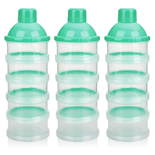 Accmor Formula Dispenser On The Go, 5 Compartments Stackable Formula Container for Travel, Baby Milk Powder Kids Snack Container, BPA Free