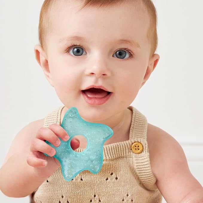 Itzy Ritzy Water-Filled Teethers - Cold Cutie Coolers Textured On Both Sides to Massage Sore Gums & Emerging Teeth - Can Be Chilled in Refrigerator, Set of 3 Seaside Water Teethers
