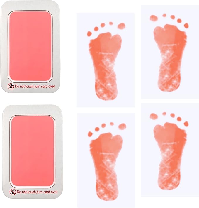Baby & Pet Paw Print Kit, 2 Pink Inkless Print Pads + 4 Imprint Cards, Perfect Keepsake Gift for Newborns and Pets