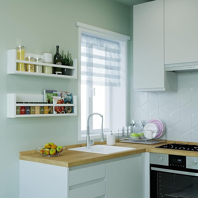 Brightmaison Polynez 30" Floating Shelves for Nursery & Kids, Multiuse Wall Shelf Set of 2 Wood Floating Shelf White