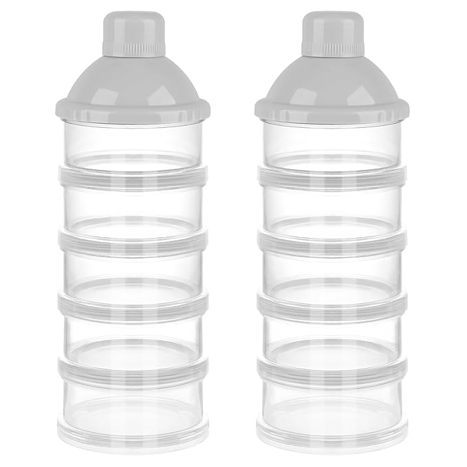 Accmor Formula Dispenser On The Go, 5 Compartments Stackable Formula Container for Travel, Baby Milk Powder Kids Snack Container, BPA Free