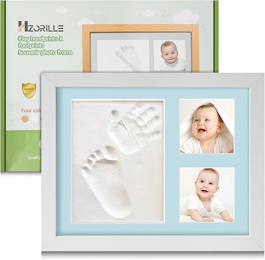 Baby Hand and Footprint Kit,Footprint Kit for Boy or Girl,Keepsake Handprint Kit Newborn Nursery Picture Frame Timeless Gifts for Baby Shower and Registry (white)