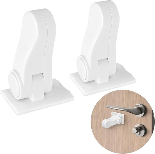 Child Proof Door Lever Lock - 2 Pack - Door Locks for Kids Safety - Door Knob Child Proof - Baby Proofing 3M Adhesive - Door Handle Child Proof - Baby Safety Locks for Toddlers - White