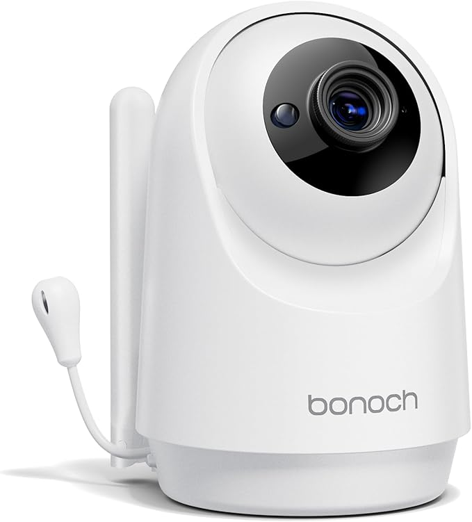 bonoch Add-on Baby Camera Unit for BBM14/BBM16, 1440p HD Video Baby Monitor Camera No WiFi, Security Split-Screen, Auto Night Vision, 4X Zoom, 2-Way Audio, Temperature Sensor, 3 White Noise 3Lullabies