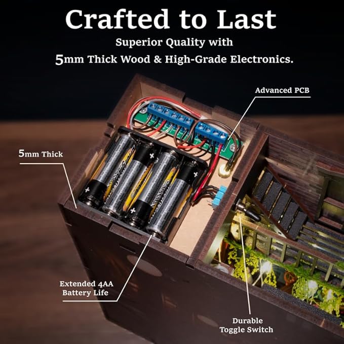 Book Nook DIY Kit - Dreamy - Miniature House Dollhouse Kit for Adult and Teens, Desgined in USA, Booknook Bookshelf Decor Alley Model Build with LED Light, Gifts for Family and Friends