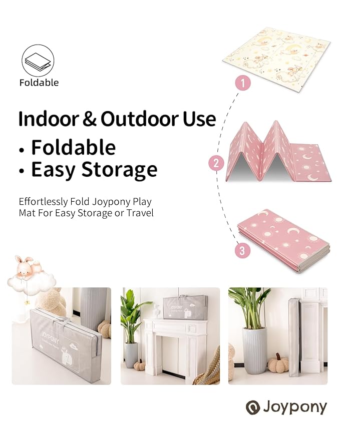 Baby Play Mat 71x59 Inches, Foldable Play Mats for Babies and Toddlers, Waterproof & Anti-Slip Portable Baby Floor Mat for Tummy Time, Baby Mat for Floor with Travel Bag for Indoor Outdoor