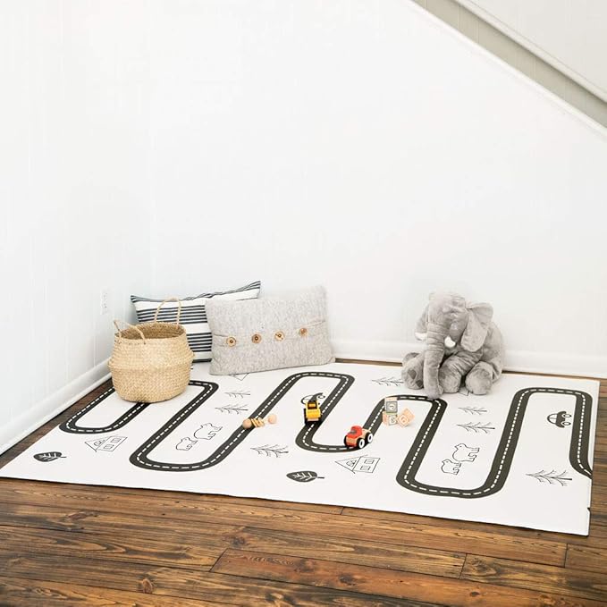 Baby Care Play Mat (Large, Nordic Trails - Morning Fog Arrows) 82'' x 55'' Original One-Piece Reversible Rollable Waterproof Play Mat for Infants, Babies, Toddler, and Kids