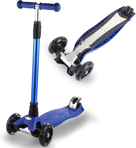 3 Wheel Scooter for Kids Ages 6-12,Kids Scooter with Light Up Wheels, Sturdy Deck Design, and 4 Height Adjustable Suitable for Kid Ages 3-12