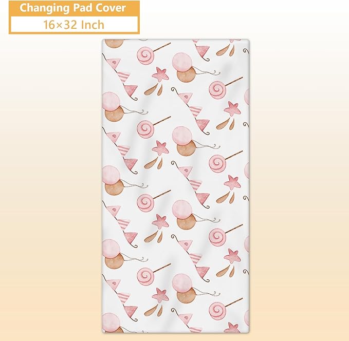 Custom Crib Bedding Set, 5 Pcs Customized Baby Crib Set with Name, Soft Double Layer Nursery Baby Bedding Set for Girls Boys, Personalized for Infants Toddlers, Pink Moon Bear