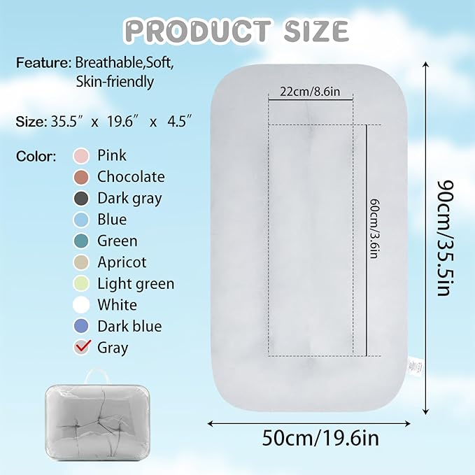 Baby Lounger for Newborn, Bionic Design Baby Lounger, Soft Organic Cotton Breathable Lounger for Infants 0-18 Months (Gray)