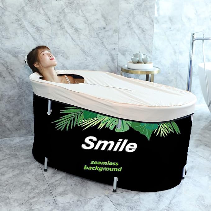 BESTHLS Portable Bathtub for Adult, Foldable Bathtub Folding Soaking Bath Tub,Eco-Friendly Bathing Tub for Shower Stall (Large, Green)