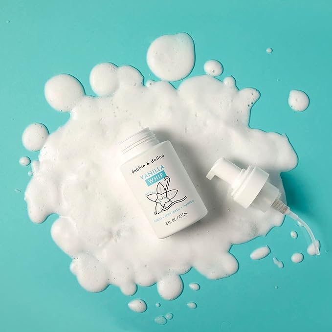 Dabble & Dollop Tangerine + Vanilla Body Wash & Shampoo – 3-in-1 Natural Bubble Bath for Kids, Made in USA, No Parabens or Sulfates, Vegan, Gluten-Free, Tear-Free (2-Pack)