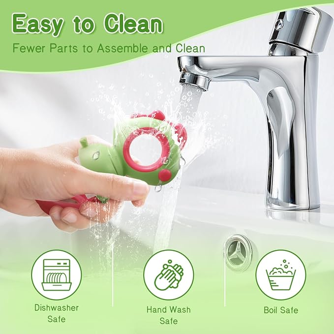 Baby Fruit Food Feeder - Silicone Nibble Tray Combo - Breastmilk Popsicle Mold for Cooling Relief, BPA Free Mesh Feeder for Infant Self Feeding (Dinosaur Green + Pineapple)