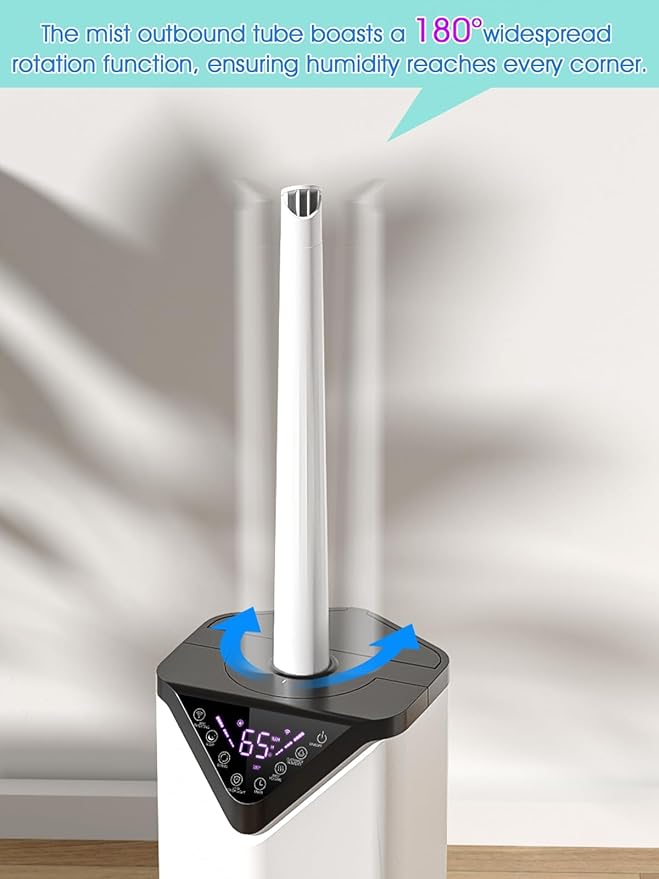 19L/5Gal Humidifiers for Bedroom Large Room 2800 sq ft, Quiet Humidifiers for Large Room, Floor Humidifier with 3 Mist Mode & Auto 180°Mist Tube for Home Whole House School Office Commercial Plants