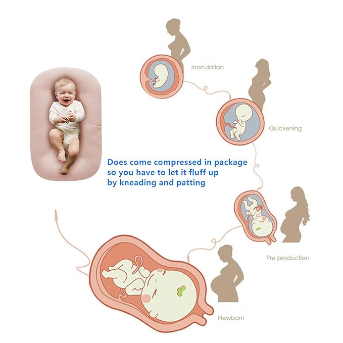 Baby Lounger Play Mat,Baby Lounger for Newborn Tummy Time for Baby in Bed,0° Angle Newborn Lounger Baby Nest for Boys & Girls 0-12 Months(Pink)