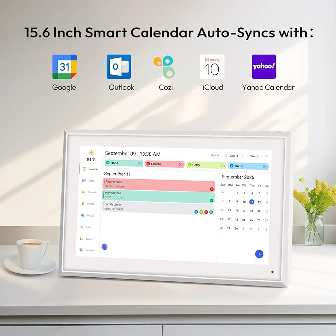 BOCT 15.6'' Digital Calendar Wall - 32GB Memory Touch Screen Chore Chart Smart Calendar,Digital Planner,Auto-Sync,APP Control,Interactive Family Schedules, Gift for Mother