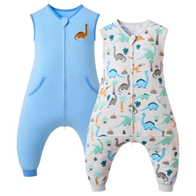 Baby Toddler Sleep Sack with Feet 2.5 TOG Winter, Wearable Blanket with Legs, Toddler Sleeping Sack Long Sleeve (Dinosaur, 3T-5T)