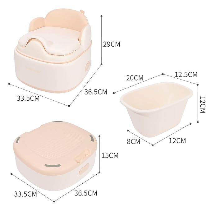 Bebamour Potty Training Toilet 3 in 1 Multi-Functional Potty Seat Detachable Baby Potty Step Stool Anti-Slip Stable Potty Training Toilet with 100 Pack Trash Bags (Pink)
